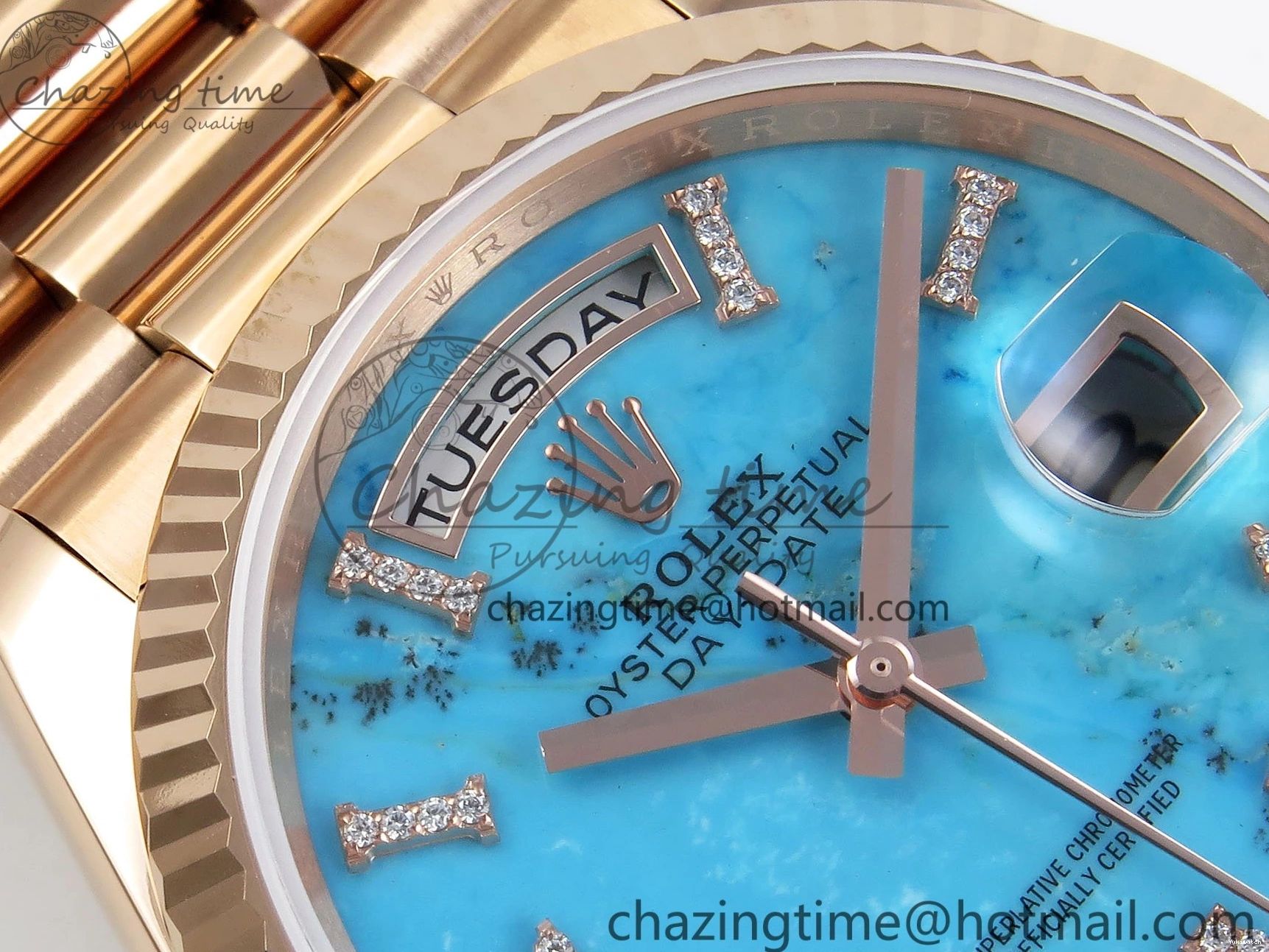 Day 1:1 Tiffany RAF Stone Edition on Best RG Blue RG Date A2836 Dial Bracelet Roman 36 0523